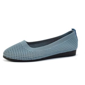 Elegant Blue Knit Mesh Flat Slip On Loafers